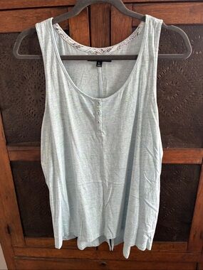 Light Blue Women's Sleeveless Henley Tank Top